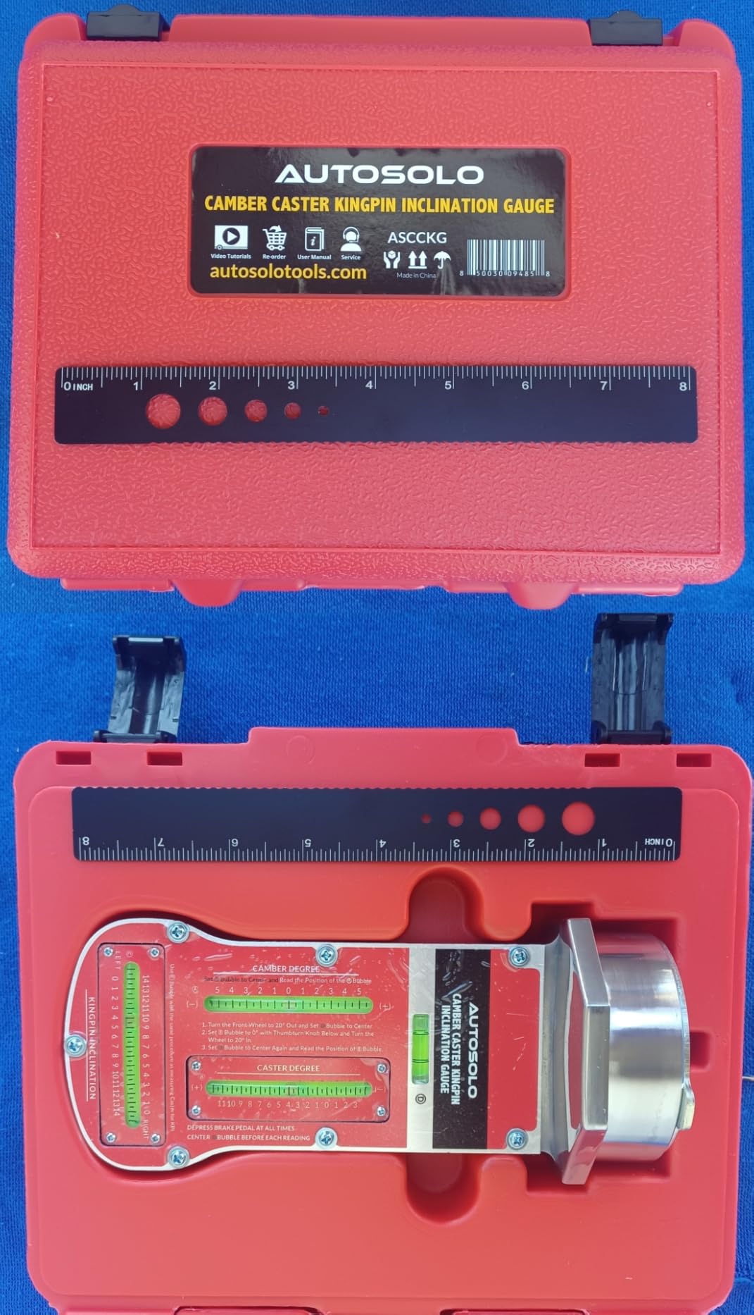 AutoSolo Magnetic Camber Caster Kingpin Gauge, 3-in-1 Wheel Alignment Tool for Steel Wheels and Bare Hub Faces, Gauge and Carry Case Only customer photo 2