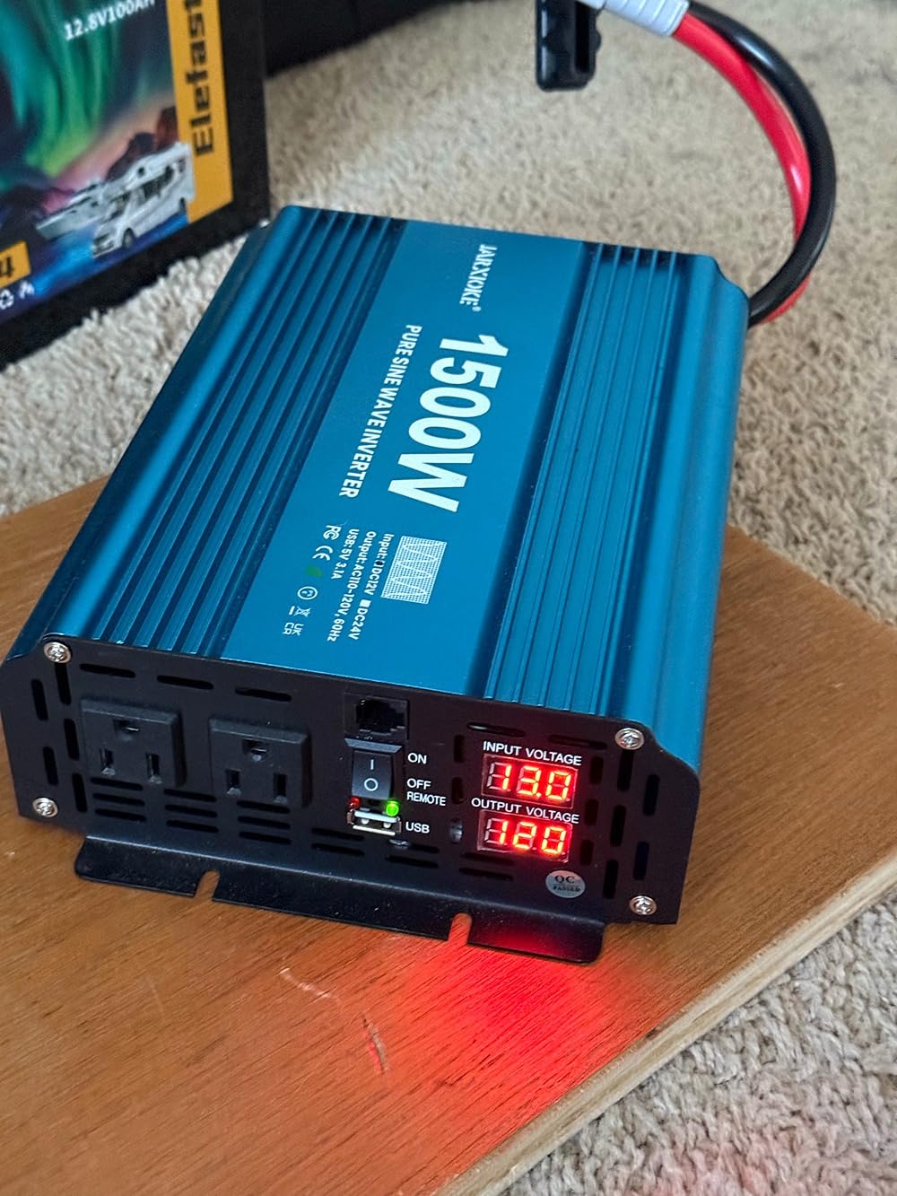 2000 Watt Pure Sine Wave Power Inverter, 12V DC to 110 Vdc to 120 Vdc, for Home, RV and Off-Grid Solar Systems, with 2 AC Outlets and USB Port, LCD Display, with Remote Control customer photo 2