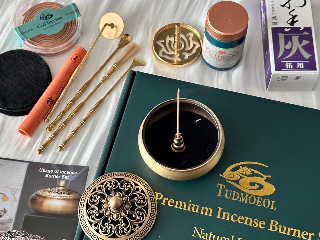 Powder Incense Burner Kit with Brass Censer, Incense Ash Tools and Mold Press Set, Complete Gift Box for Meditation, Yoga and Home Relaxation customer photo 1