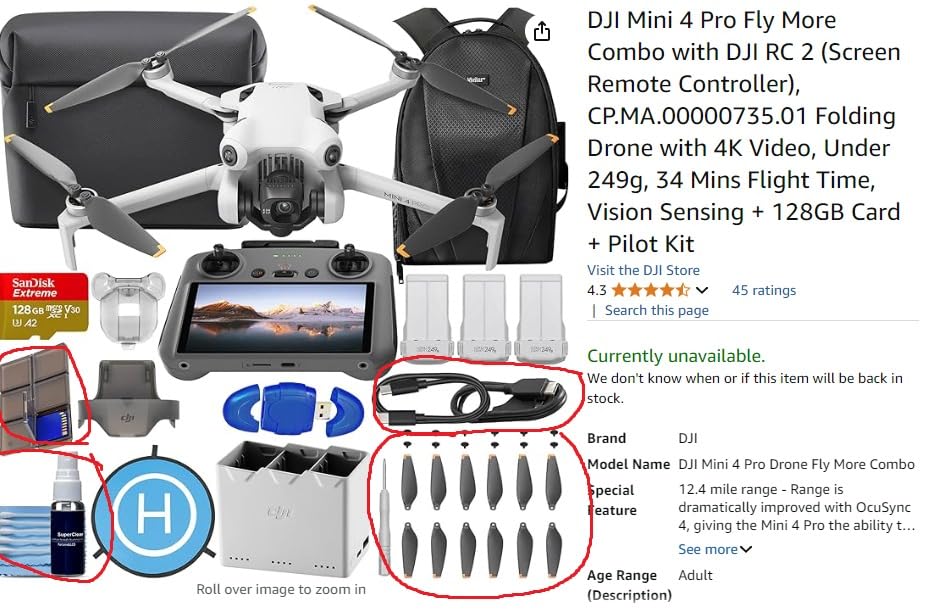 DJI Mini 4 Pro Fly More Combo with DJI RC 2 (Screen Remote Controller), CP.MA.00000735.01 Folding Drone with 4K Video, Under 249g, 34 Mins Flight Time, Vision Sensing + 128GB Card, CPS 2 Year Warranty + Pilot Kit customer photo 1