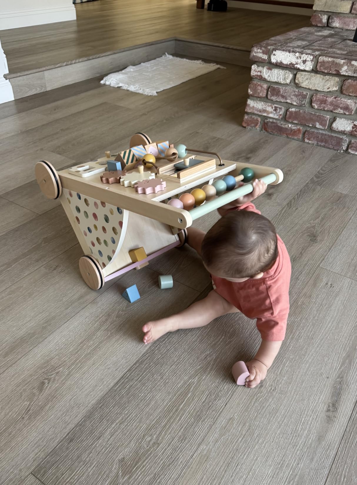 Tiny Land Wooden Baby Walker with Activity Center, Montessori Push Walker customer photo 2