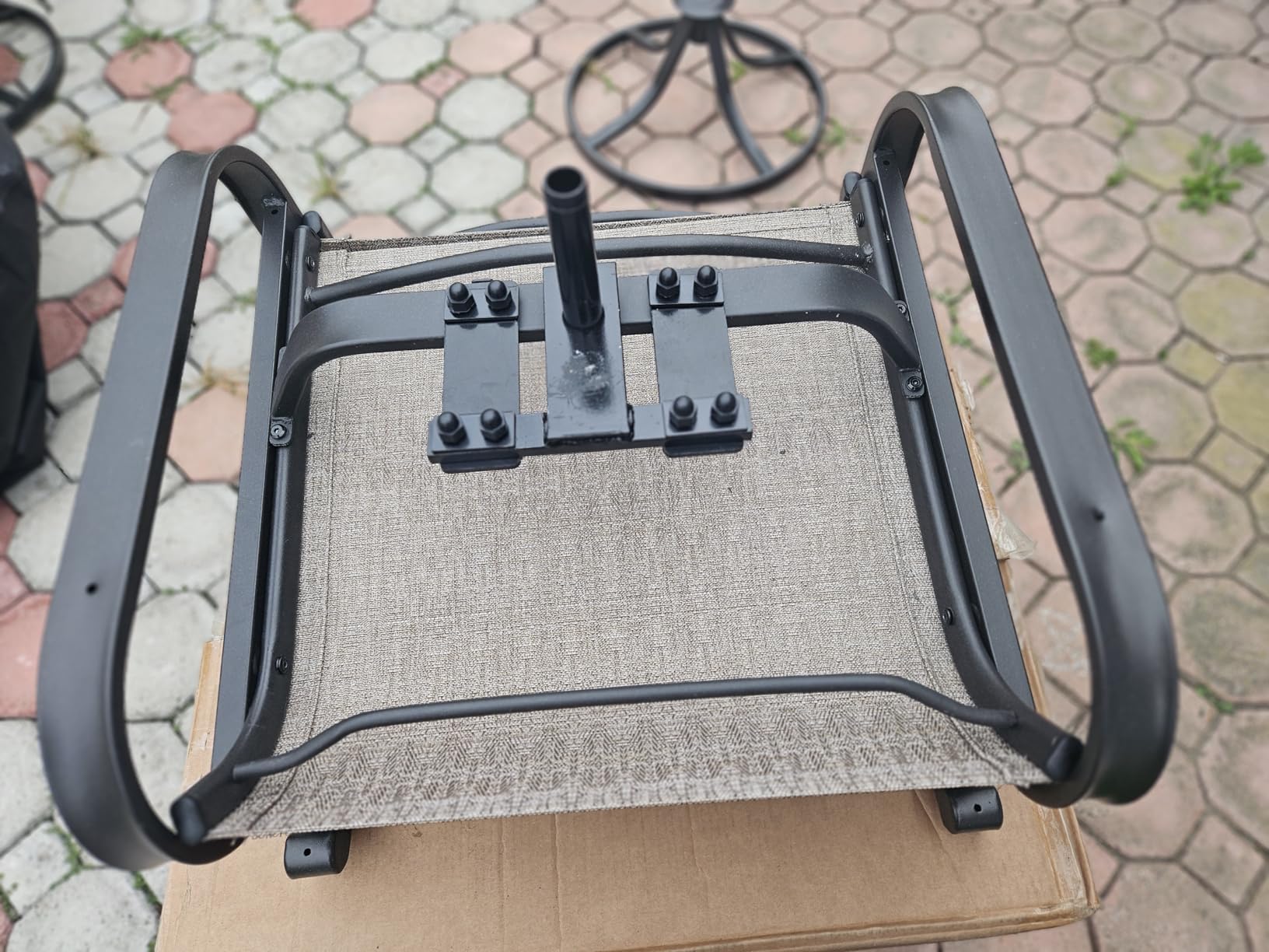 Amopatio Patio Swivel Chairs Set of 2, Outdoor Swivel Rocker Dining Chairs with All Weather Textilene High Back & Metal Frame, for Backyard Deck Lawn Garden, Brown customer photo 1