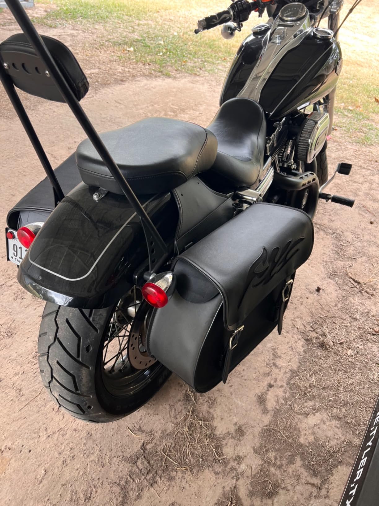Dream Apparel Faux Leather Motorcycle Saddle Bags Throw Over Saddlebags, PVC Motorcycle Side Bags for Honda Shadow Sportster Softail Dyna V-star (Black) customer photo 1