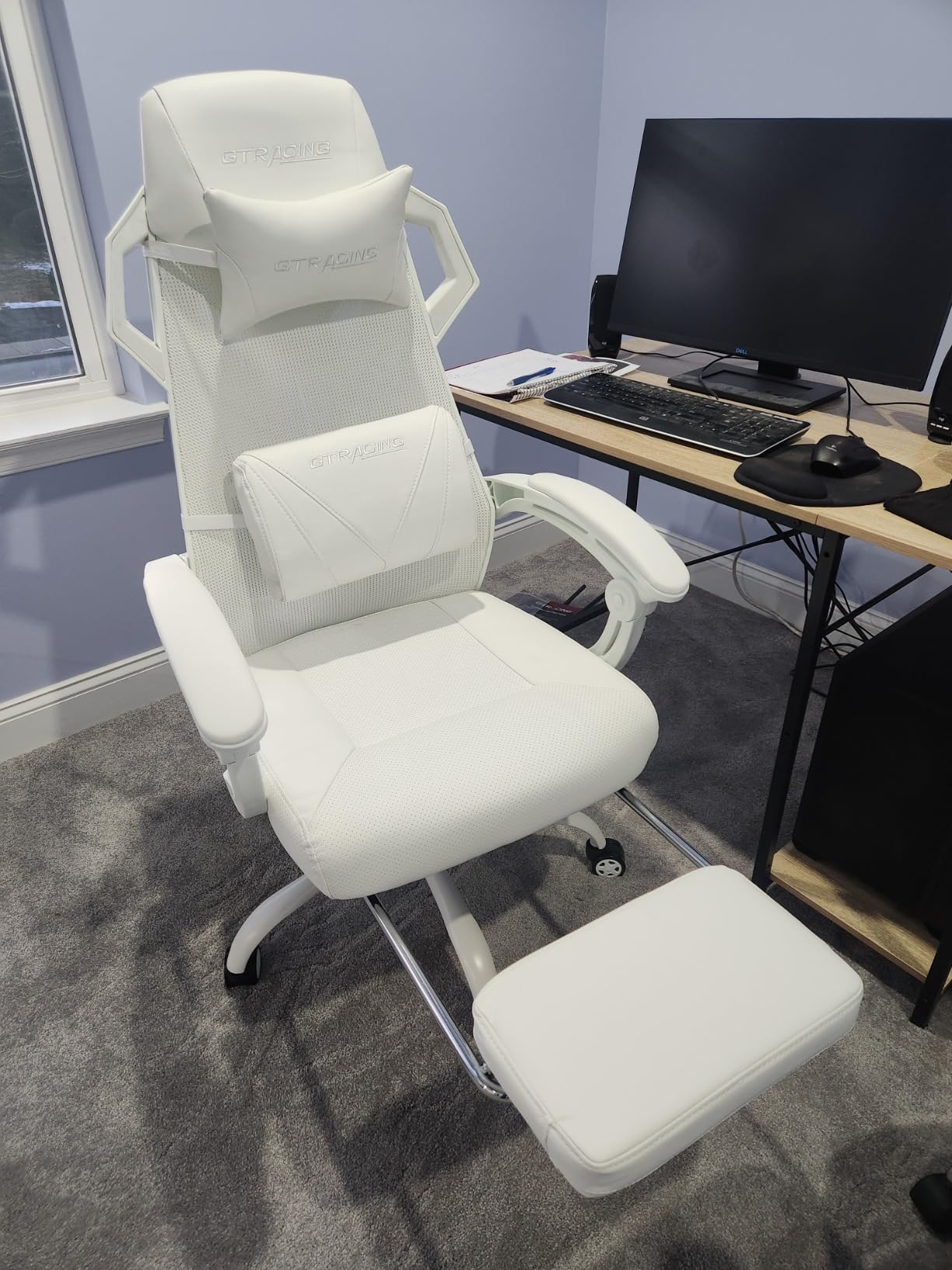 GTPLAYER Gaming Chair, Computer Chair with Mesh Back, Ergonomic Gaming Chair with Footrest, Reclining Gamer Chair with Adjustable Headrest and Lumbar Support for Gaming and Office (Black) customer photo 2