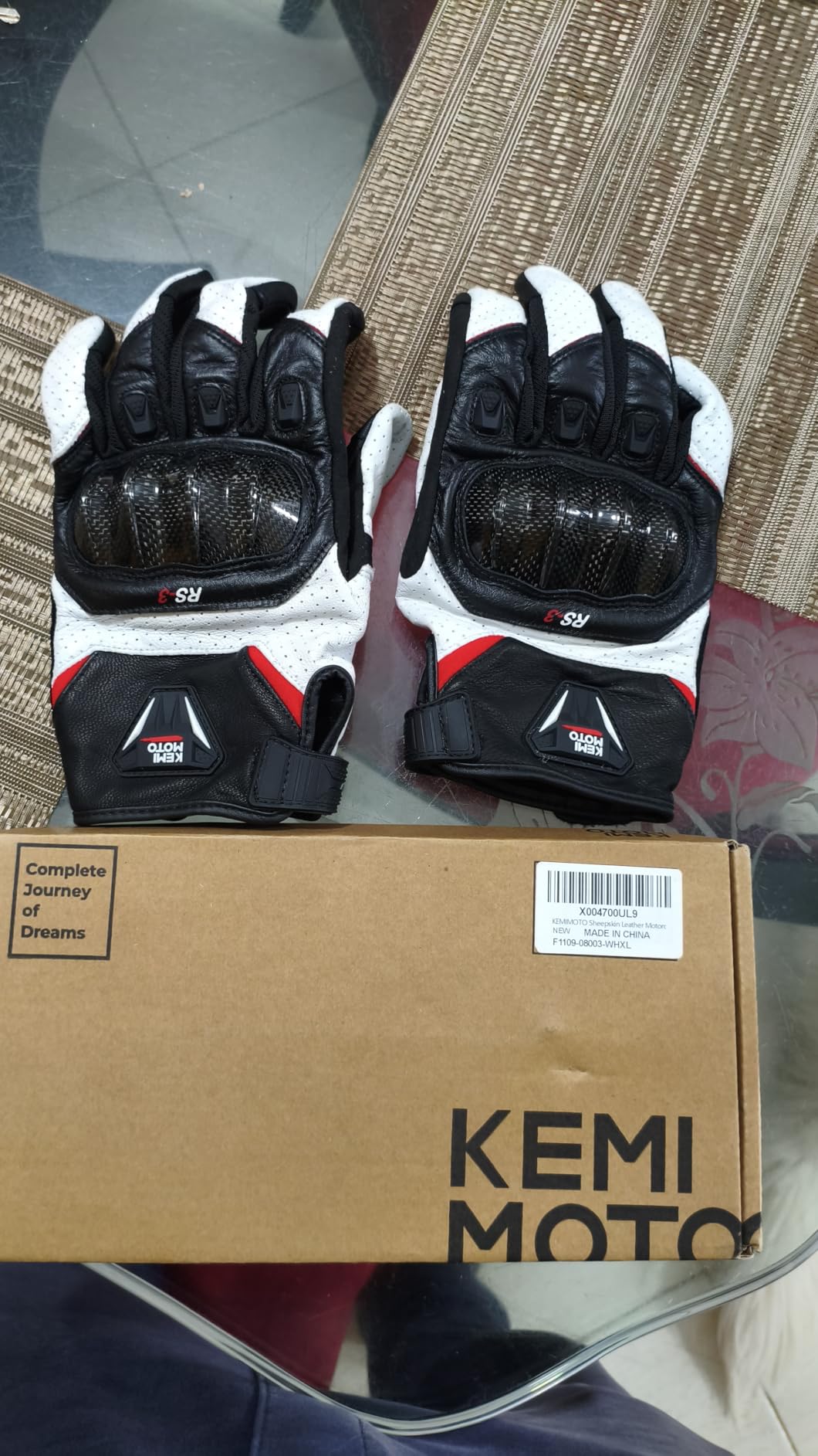 KEMIMOTO Sheepskin Leather Motorcycle Gloves for Men - Protective Motorcycle Gloves for Motocross, Motorbike, Dirt Bike, Bicycle Racing, ATV, UTV customer photo 2
