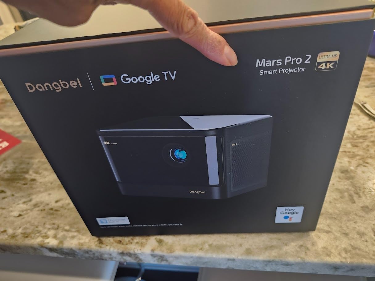 Dangbei DBOX02 Laser Projector 4K GTV, 2450 ISO Lumens, Netflix Officially Licensed, Blu-ray 3D, Home Theater Projector with WiFi and Bluetooth, HDR10+, 200-inch Picture, 2x12W DTS:, Dolby Audio customer photo 1