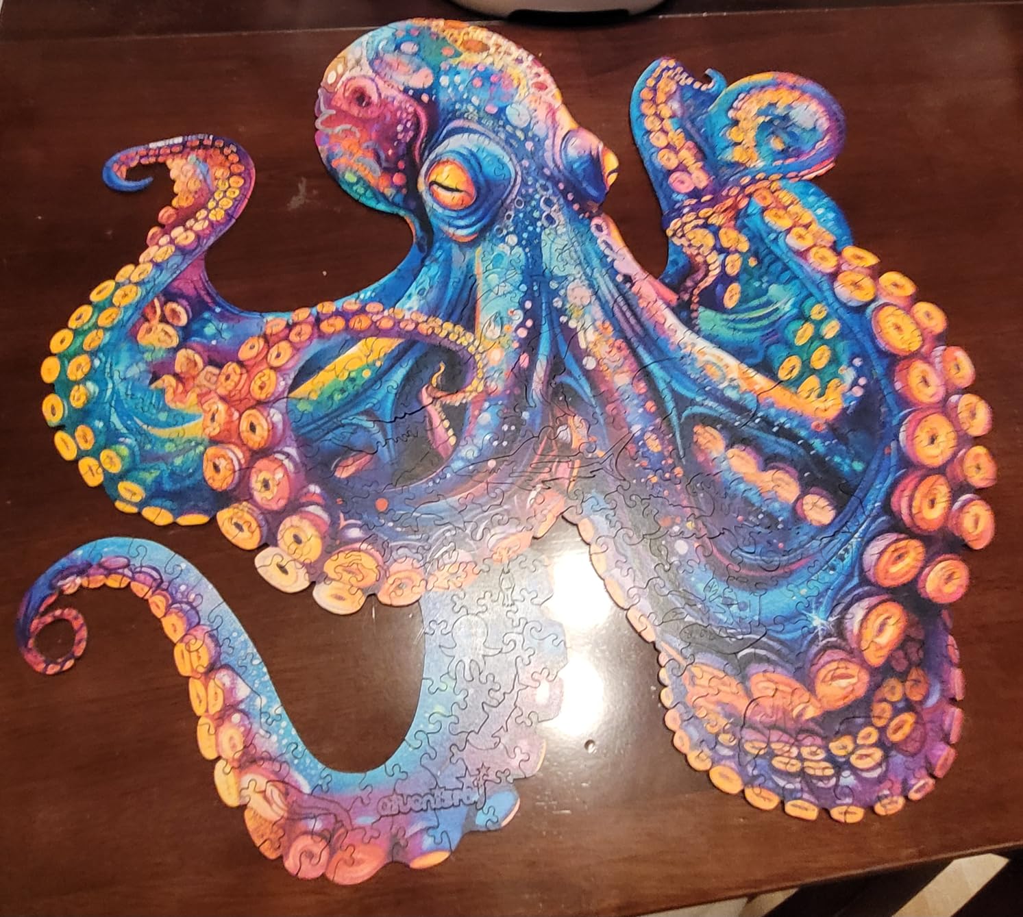 Qiuenisray 500 Piece Puzzles for Adults, Wooden Octopus Jigsaw Puzzles | FSC Certified Cool Puzzles, Unique Shape Ocean Puzzle Piece, Wall Decor, Wood Creative Gift for Family Game 16.9x16.9 in customer photo 2