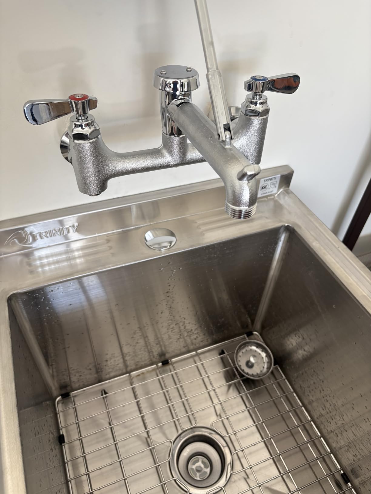 Commercial Mop Sink Faucet with Vacuum Breaker, Wall Mount Service Sink Faucet, 8 Inch Adjustable Center, Pail Hook, Heavy-Duty Brass Utility Sink Faucet for Restaurant/Garage/Industrial customer photo 2
