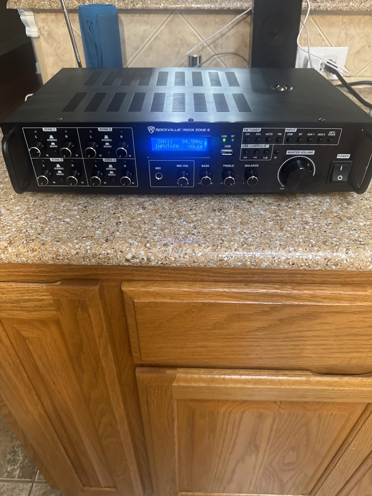 Rockville Rock Zone 8 Channel Multi Room Home Bluetooth Receiver/Amplifier | 8 Zone Volume Controls, 4000W Peak, 1000W RMS at 4 ohm, USB, Optical & Coaxial Inputs, RCA Outputs, Rack Mountable customer photo 2