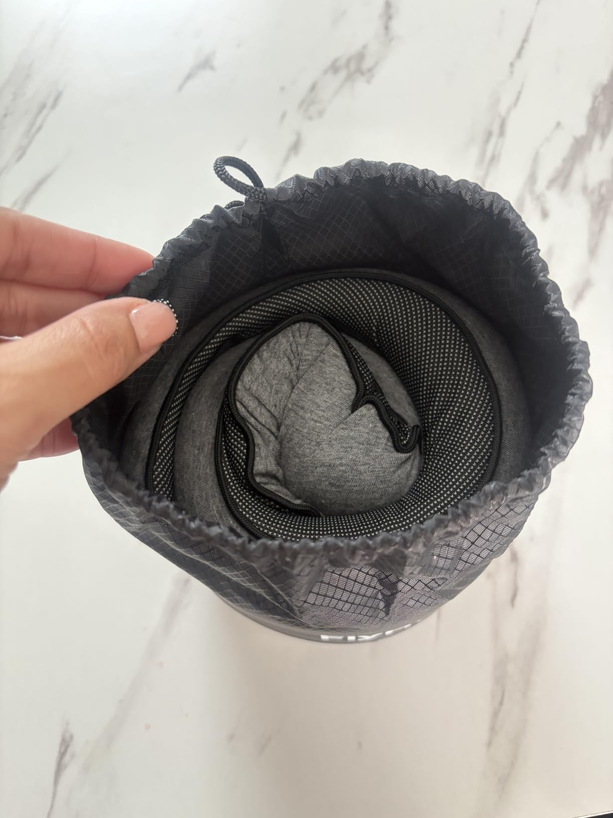 FlyHugz® Neck Travel Pillow Memory Foam Neck Pillow, Gray customer photo 1