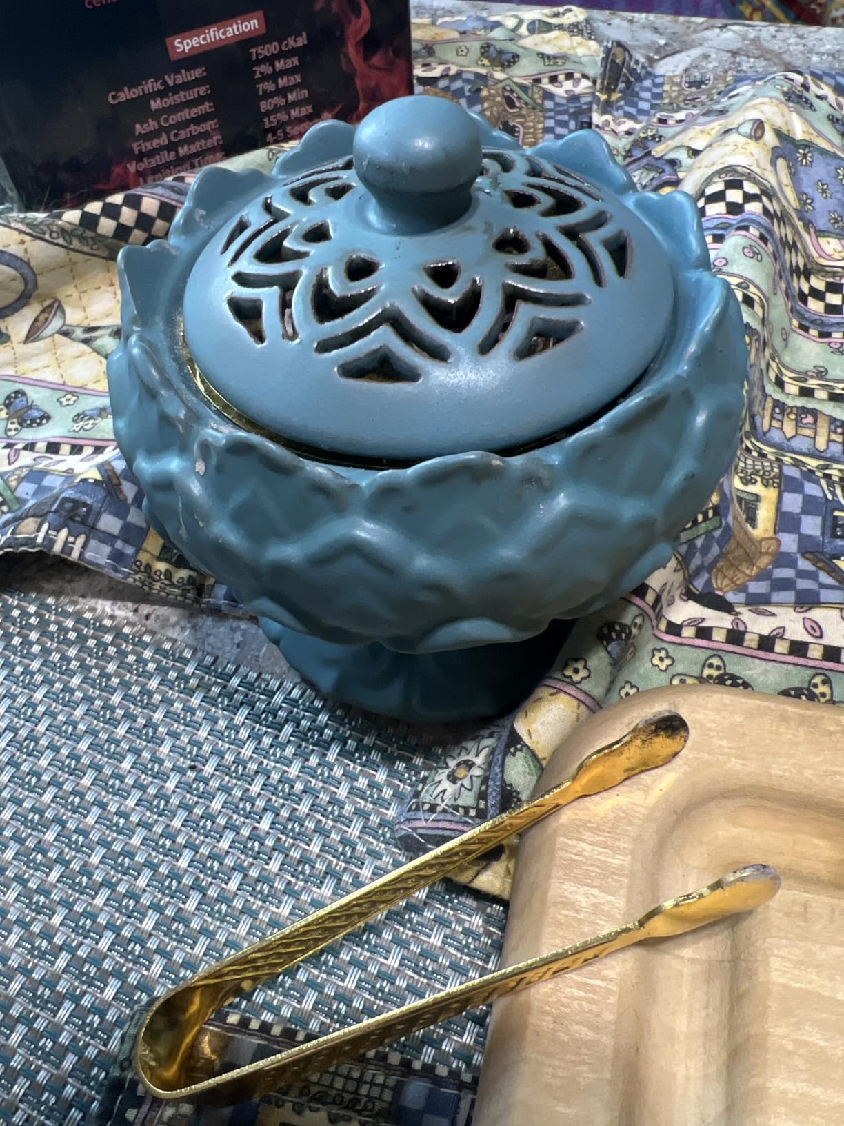 Ceramic Incense Burner for Frankincense, Bakhoor, Charcoal, Stick, Powder, Cone, Coil, and Tower Incense - Accessories for Meditation and Aromatherapy with Tweezers customer photo 2