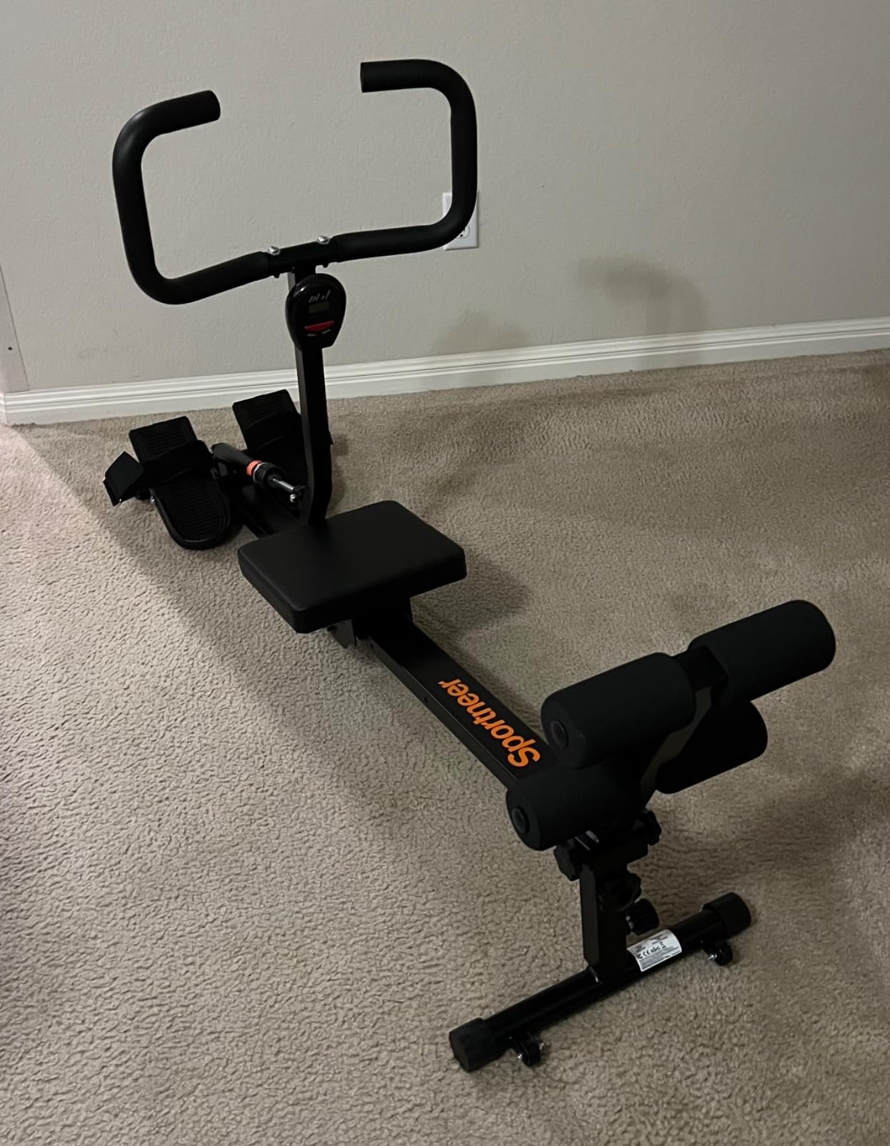 Sportneer Foldable Hydraulic Rowing Machine, 12-Level Home Gym Rower, Black | Multi Functional Row Machine with Transport Casters, Backrest, and 297lbs Max Weight Load customer photo 1