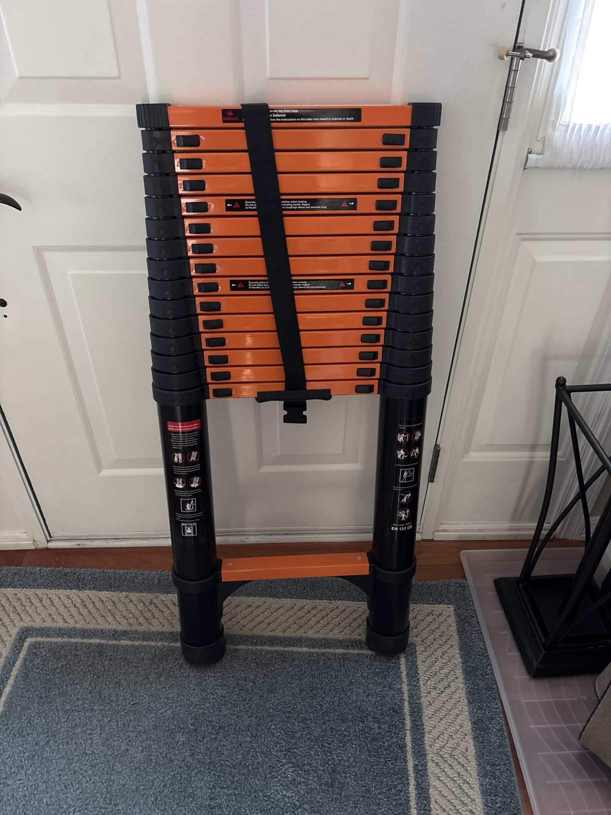 SINMEIRUN Telescoping Ladder, 14.5 FT, 330 lbs Capacity; Orange customer photo 1