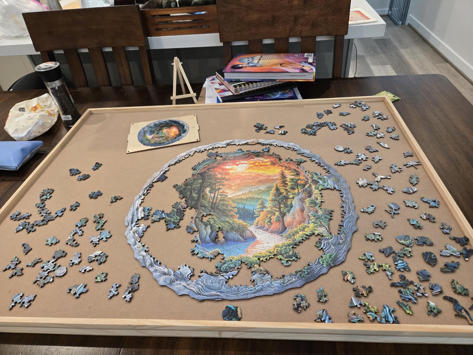 300 Pieces Wooden Puzzles, 3D Cave Forest Puzzle, Unique Animal Shaped Wood Challenging Jigsaw Puzzles Ideal for Adults, Premium Wood Gift Box 13.4x13.3in customer photo 1