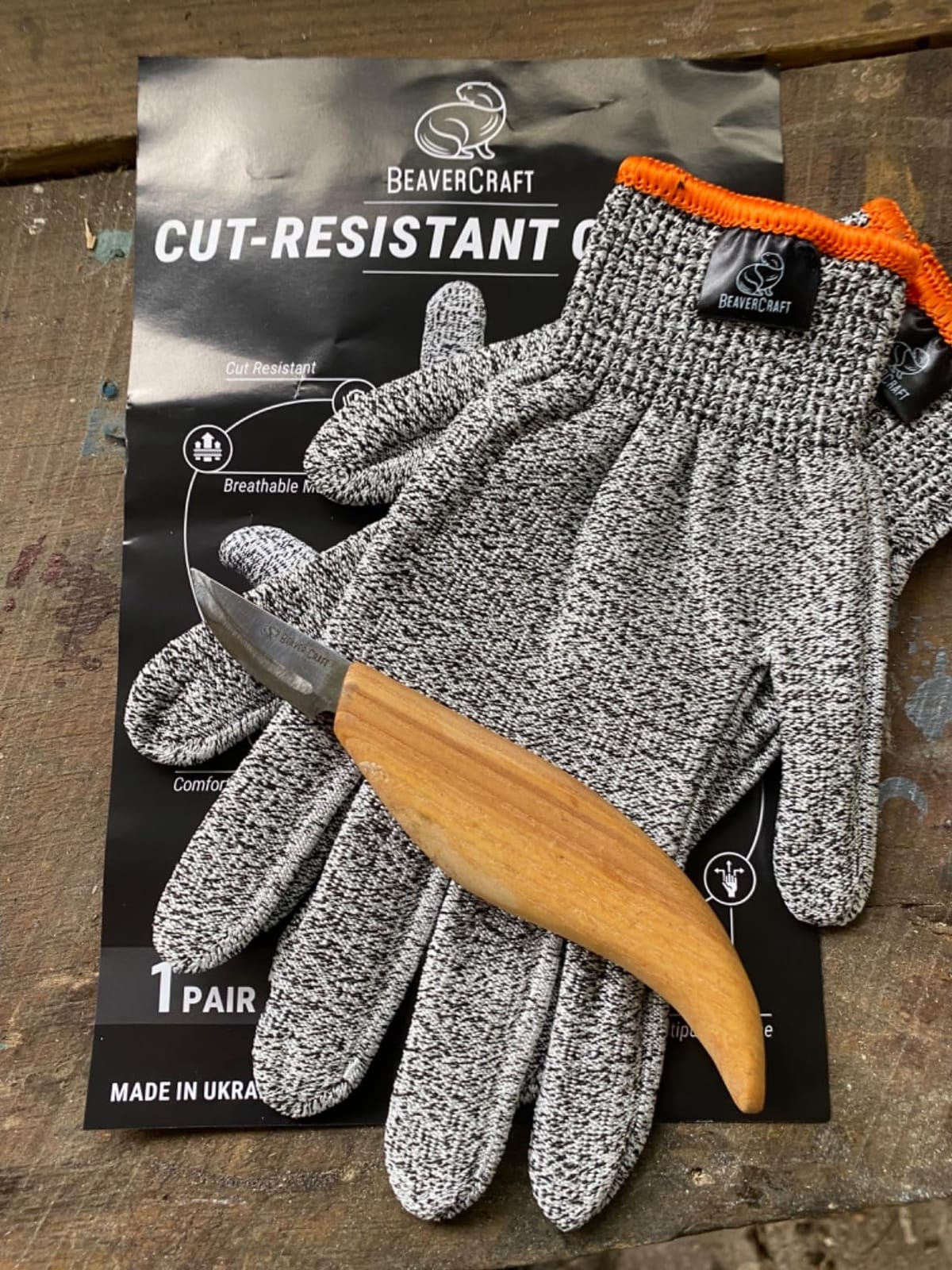BeaverCraft Wood Carving Gloves CRG - Cutting Cut Resistant Gloves Level 5 for Whittling, Woodworking, Food Prep customer photo 2