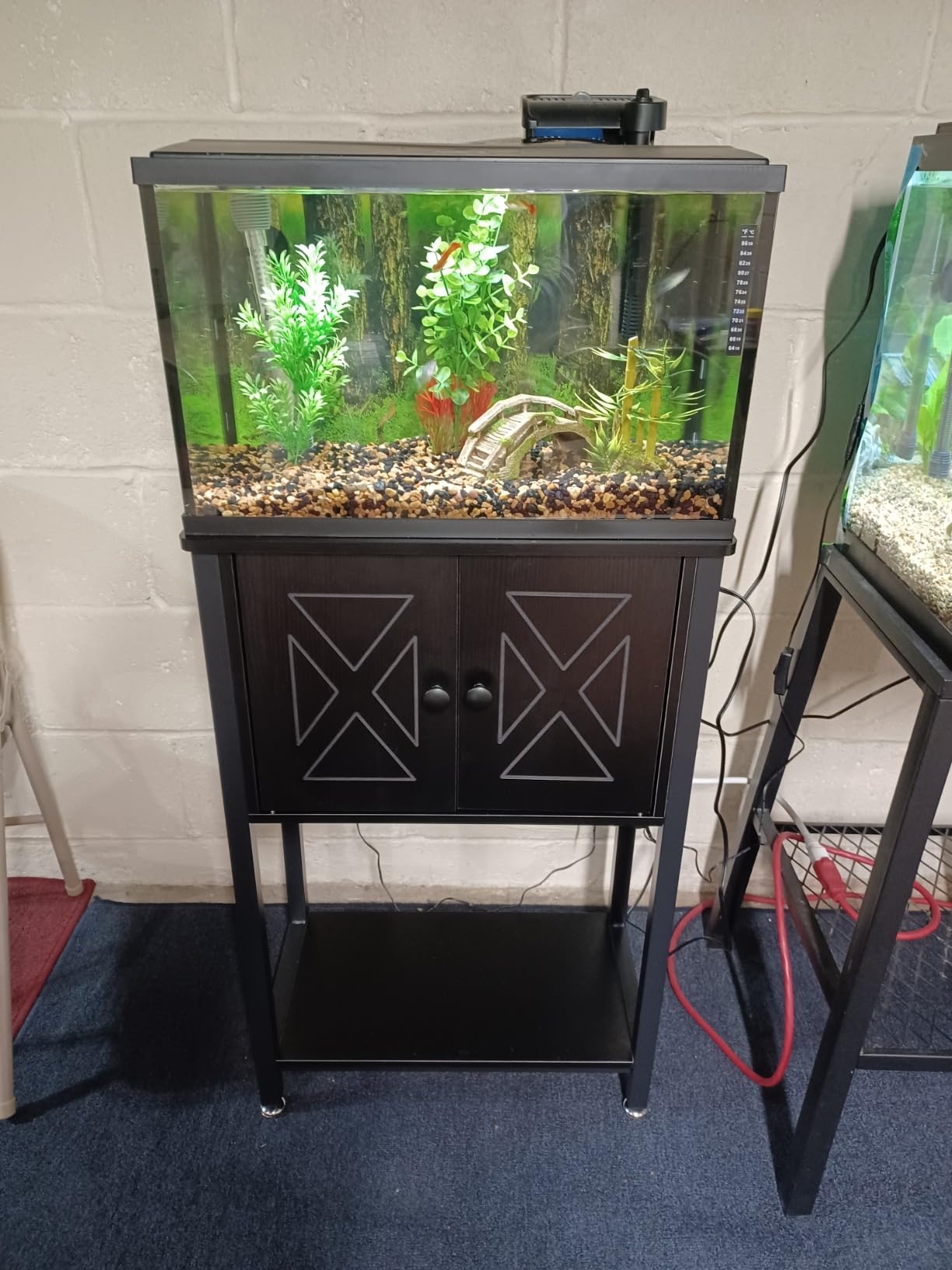 BEURUKU 40 Gallon Tank Stand with Cabinet and Power Outlets, Heavy Duty Metal Aquarium Stand for 40-50 Gallon Breeder Tank, Turtle Tank, Double Terrarium Stand, 660LBS Capacity, White customer photo 1