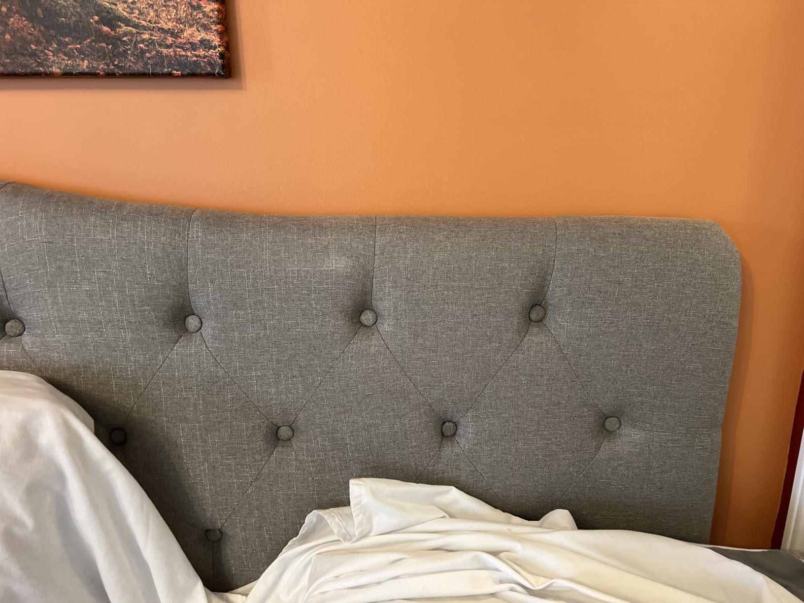 Rosevera Givanna Adjustable Height Headboard with Linen Upholstery and Button Tufting for Bedroom, Queen, Beige Linen customer photo 1
