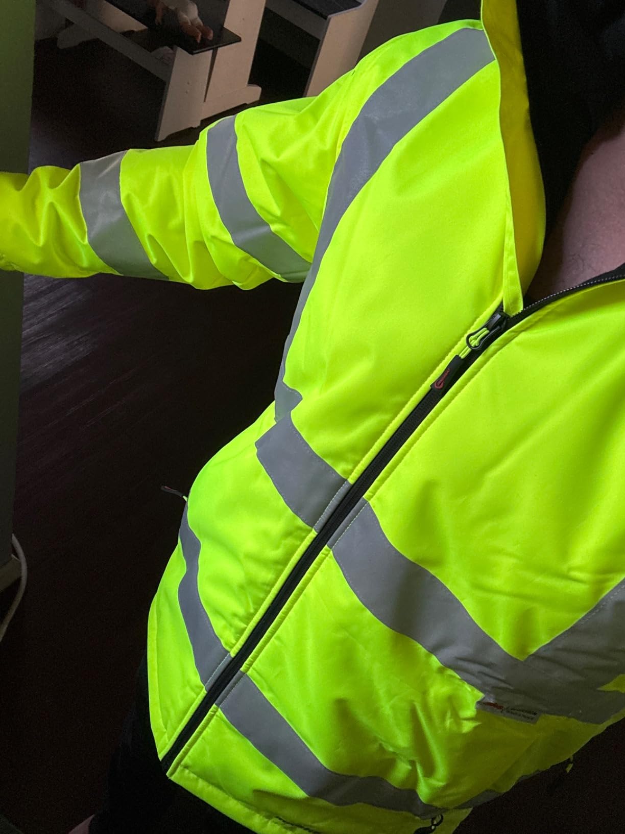 Heated Hi-Vis Safety Jacket for Men with Battery, Class 3 Waterproof Work Coat with 3M Reflective Tape for Winter customer photo 1