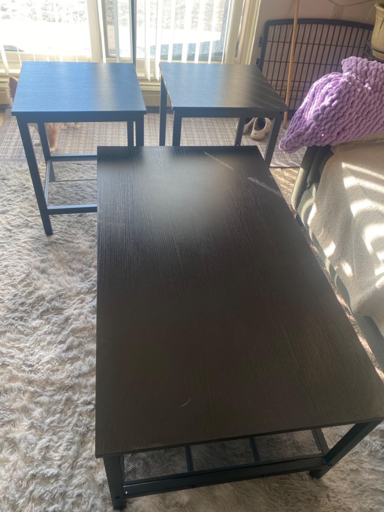 AWQM Coffee Table Set of 3, Coffee Table with 2 Square End Side Tables customer photo 1