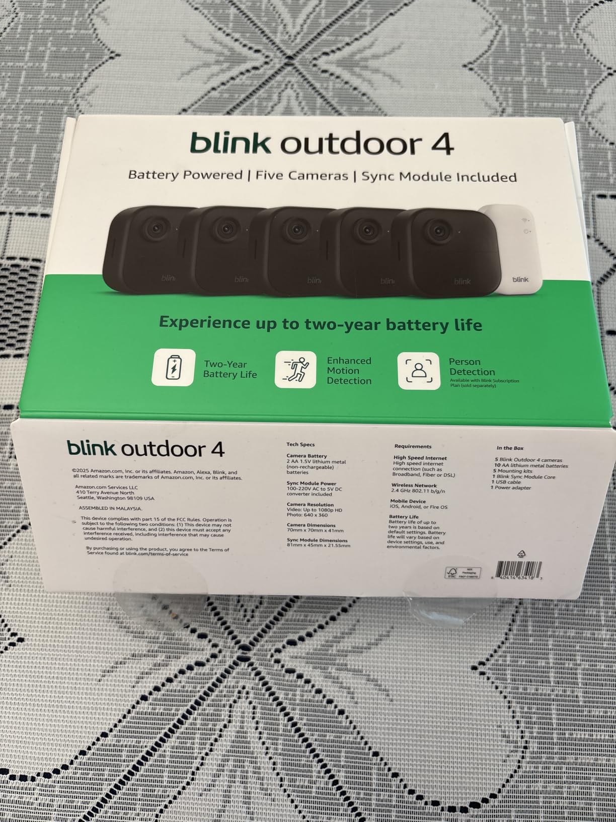 Blink Outdoor 4 – Wireless smart security camera, two-year battery life, 1080p HD day and infrared night live view, two-way talk. Sync Module Core included – 2 camera system customer photo 2