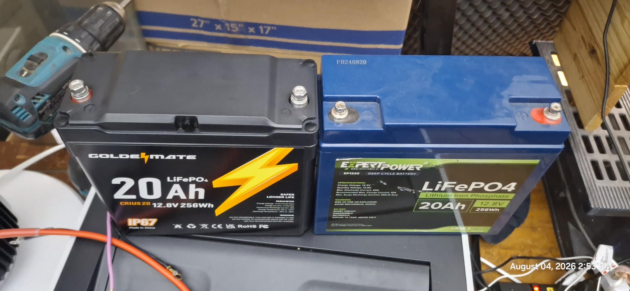 GOLDENMATE 12V 20Ah Lithium LiFePO4 Battery(2 Packs), IP67 Waterproof customer photo 2