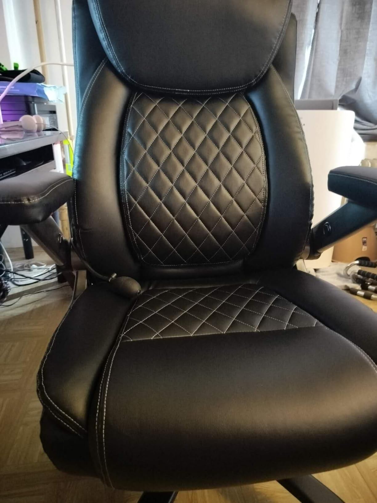 Indulgear Large Heavy Duty Office Chair with 5D Flip Arms, Comfy Big and Tall Executive Office Desk Chair with Pocket Spring Cushion, High Back Computer Chair with Lumbar Support, Dual Rubber Wheel customer photo 1