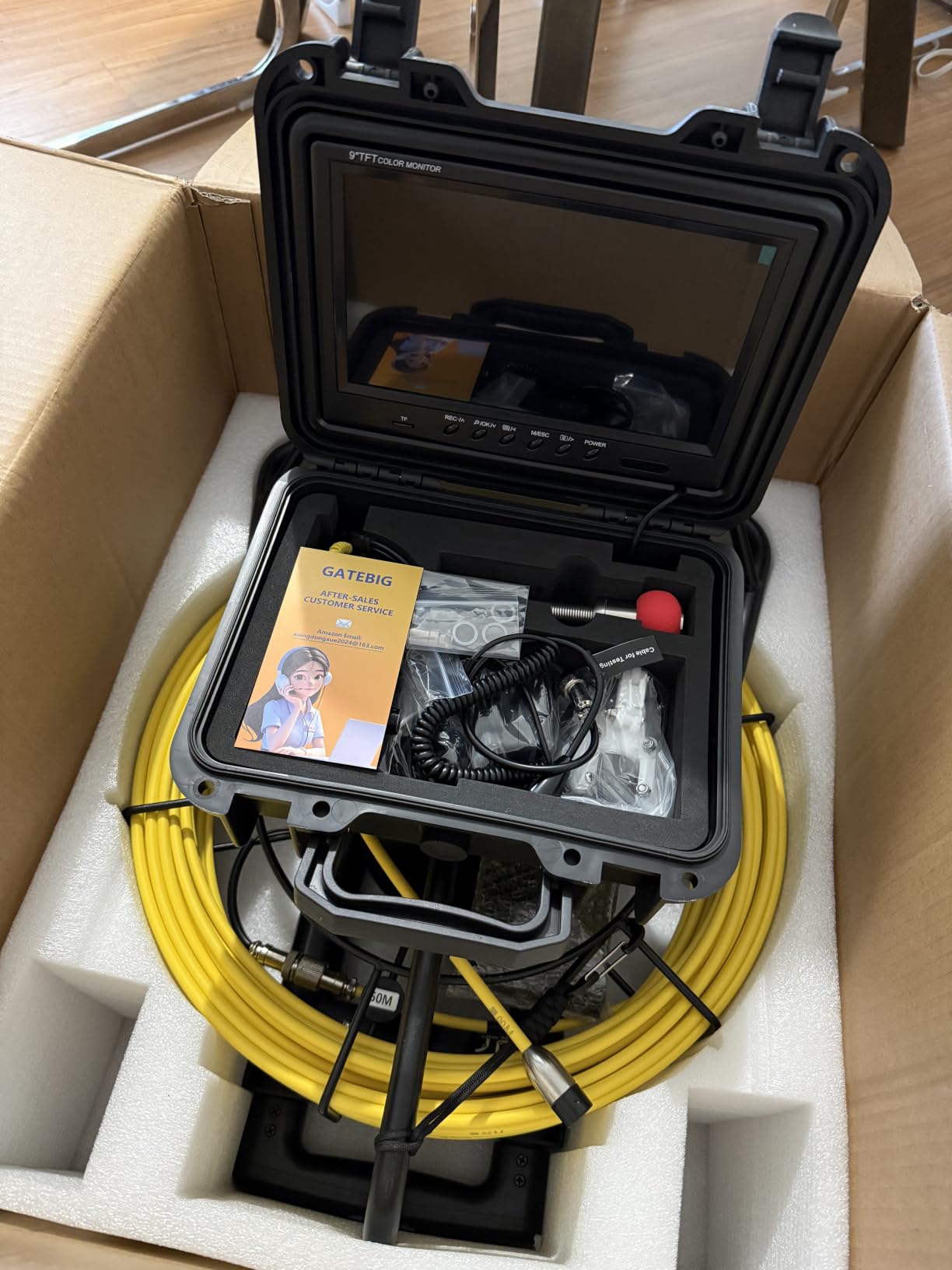 Sewer Camera with Locator,Self Leveling,164FT,Retractable Handle,7MM Cable, 9'' IPS Drain Inspection Camera with DVR,IP68 Plumbing Snake with 12 Lights for Home,Duct Pipe Inspection customer photo 2