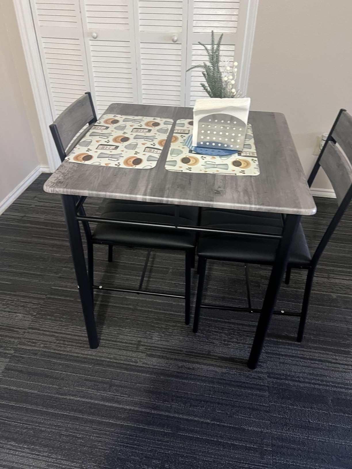 IRONCK Dining Table Set for 2, Gray customer photo 1