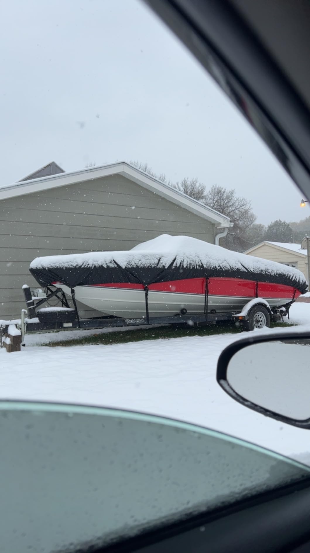 Trailerable Boat Cover 16-18.5ft, Waterproof Heavy Duty 1200D, V-Hull, Black | Double Thickened Corners, With Motor Cover, UV & Tear Resistant, Elastic Hem, Air Vents customer photo 2