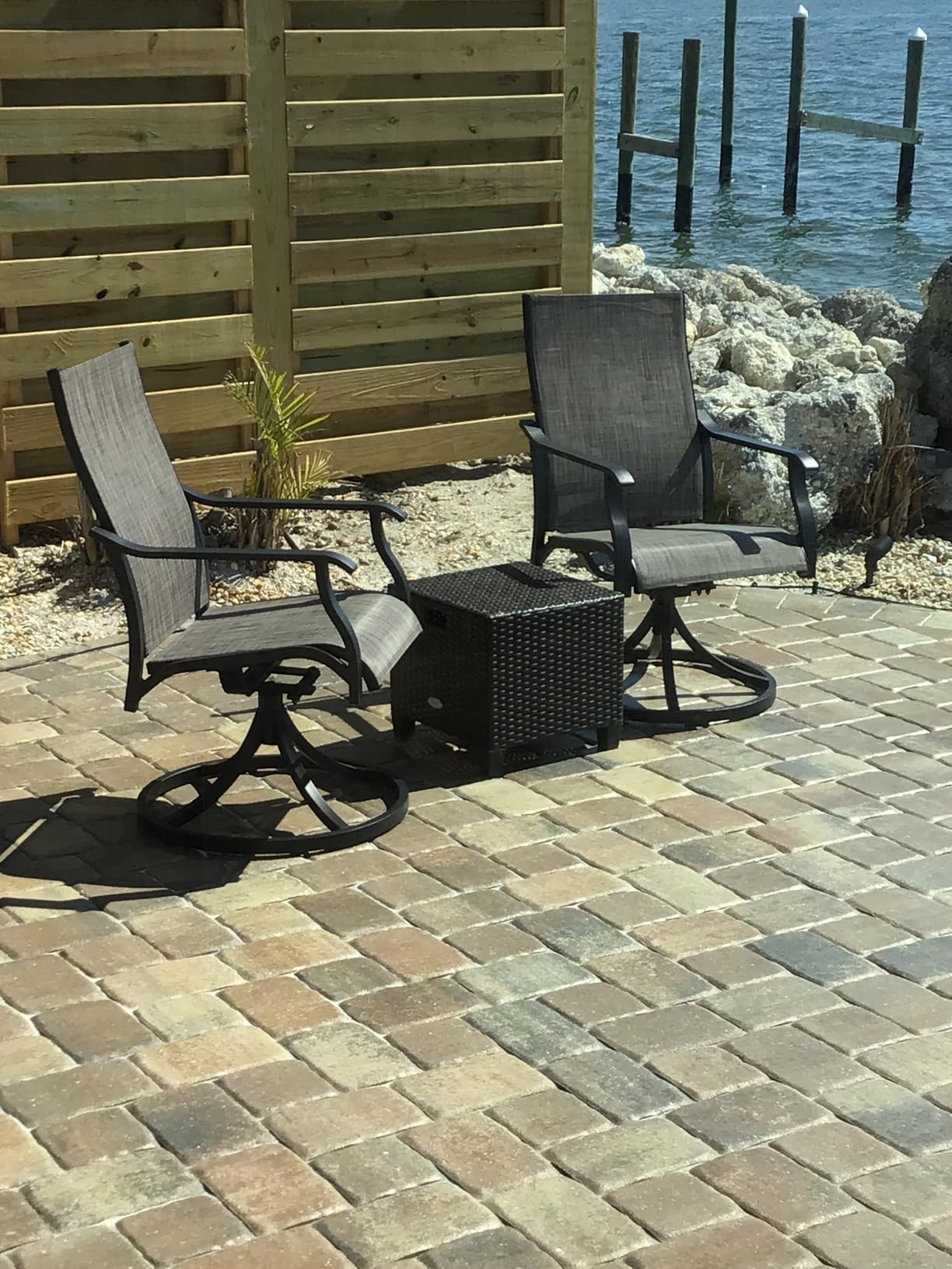 NUU GARDEN Patio Swivel Chair Set of 2, Outdoor Swivel Rocker Dining Chairs with All-Weather Textilene High Back and Metal Frame for Backyard Deck Lawn Garden, Brown customer photo 1