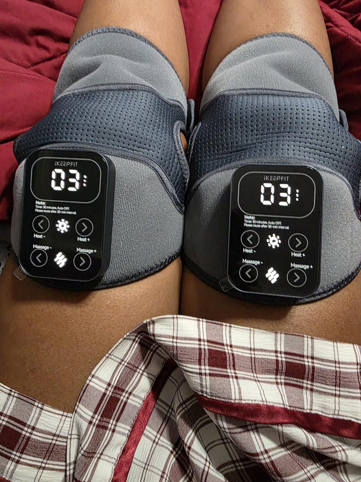 IKEEPFIT Cordless Knee Massager with Heat Vibration for Pain Relief, MAXwarm 4.0 [2026 Upgraded] - Electric Heated Knee Brace with 5 Heat Levels and 3 Massage Mode, Gifts for Men Women (Grey, Pair) customer photo 2