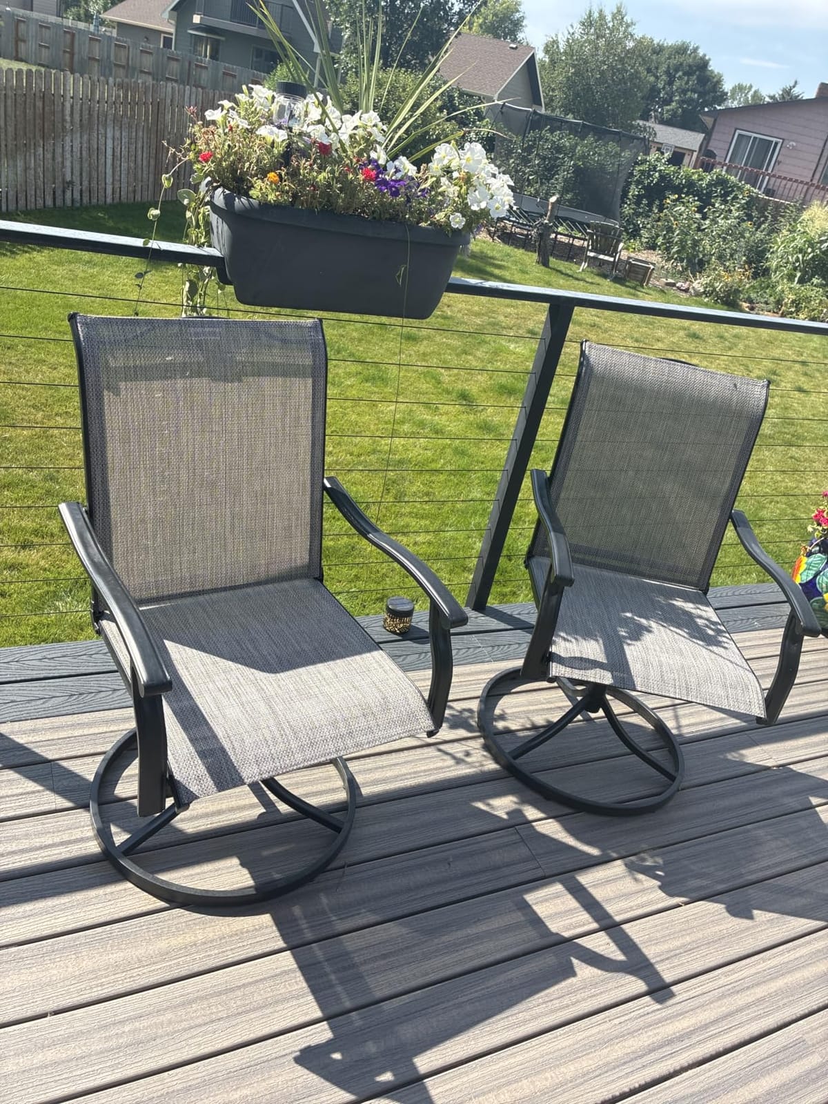 Outdoor Swivel Dining Chairs Set of 2, Textilene Patio Swivel Chair All Weather Outdoor Dining Chairs 360 Degree Rotating Metal Patio Rocking Chair for Lawn, Porch, Garden, Backyard, Poolside customer photo 1