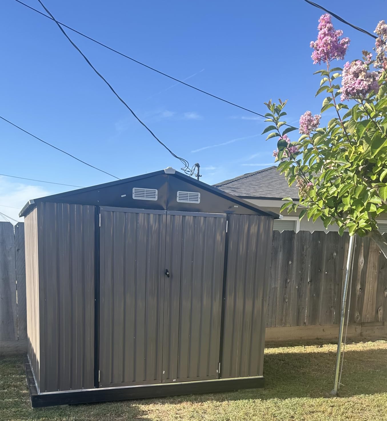 Aoxun 7.3'x5.3' Shed with Floor Galvanized Steel Outdoor Storage Shed Brown customer photo 2