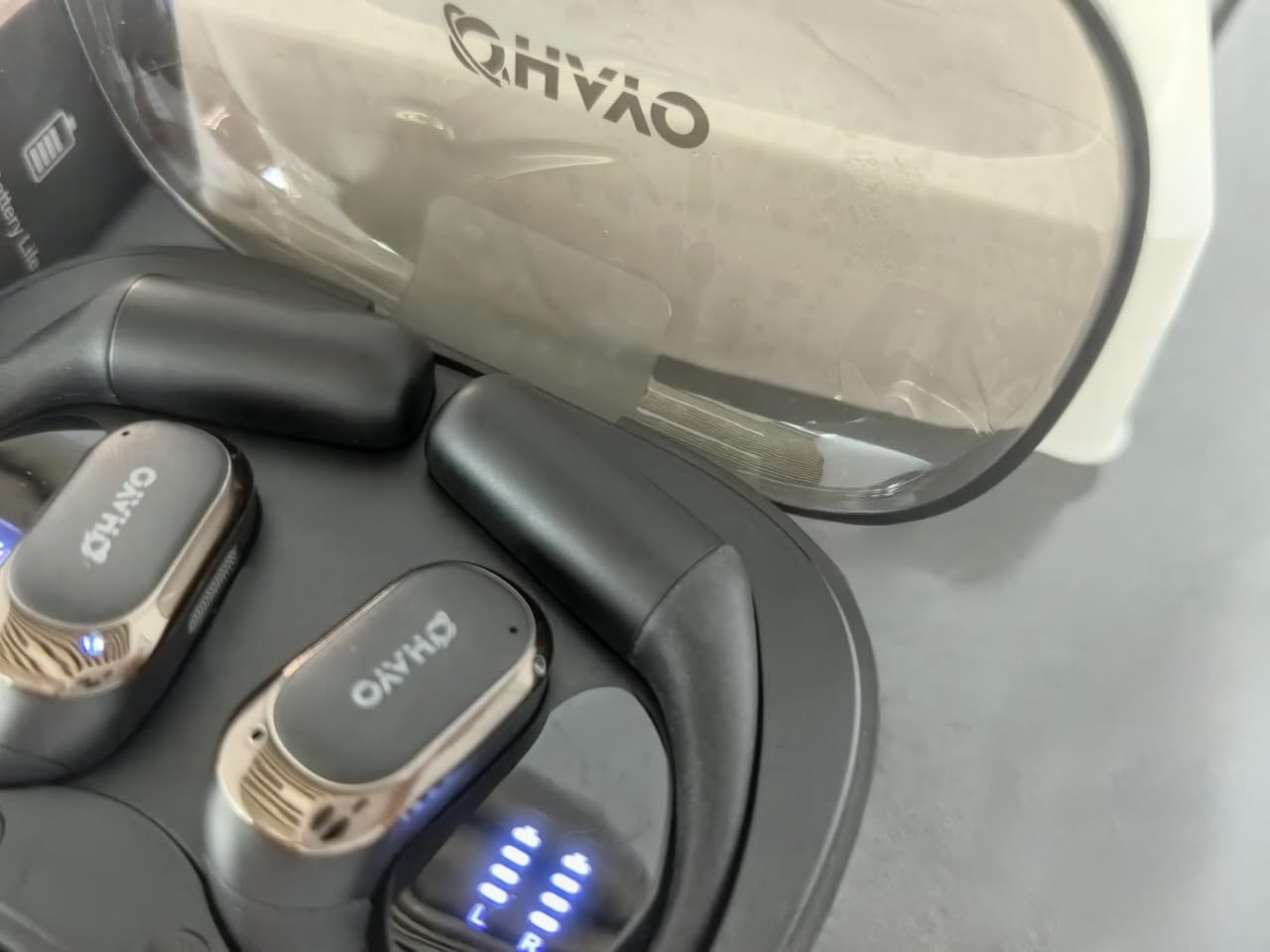 OHAYO Open Ear Headphones,Over Ear Earbuds with Ergonomic Earhook,Bluetooth Headphones 5.4 with Smart Digital Display,40H Playtime,IPX6 Waterproof,Touch Control Operate Fit Cycling,Running,Workout customer photo 1