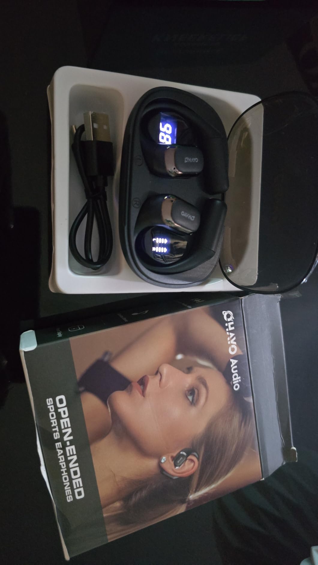 OHAYO Open Ear Headphones,Over Ear Earbuds with Ergonomic Earhook,Bluetooth Headphones 5.4 with Smart Digital Display,40H Playtime,IPX6 Waterproof,Touch Control Operate Fit Cycling,Running,Workout customer photo 2