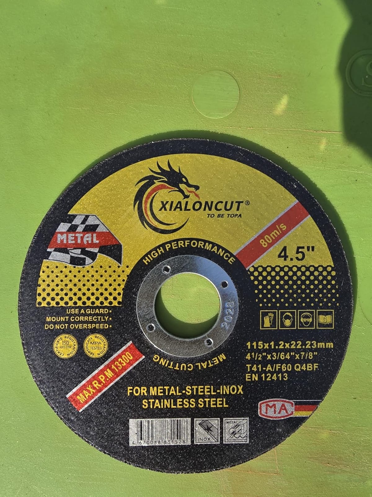 4 1/2 Cut Off Wheel Angle Grinder Cutting Disc for Metal & Stainless Steel, Max 13,300 RPM, 0.045