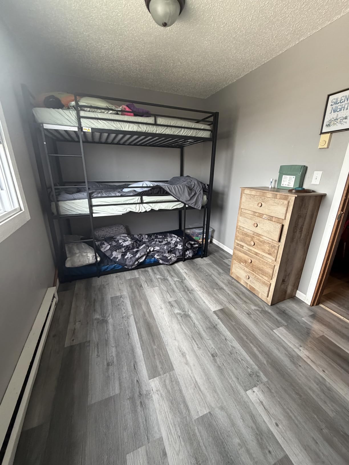 LIKIMIO Triple Bunk Bed Twin Over Twin Over Twin, Black | Bunk Bed Twin Over Twin Over Twin, Full-Length Guardrails, Heavy-Duty Metal Frame, Sturdy Metal Construction, No Box Spring customer photo 2