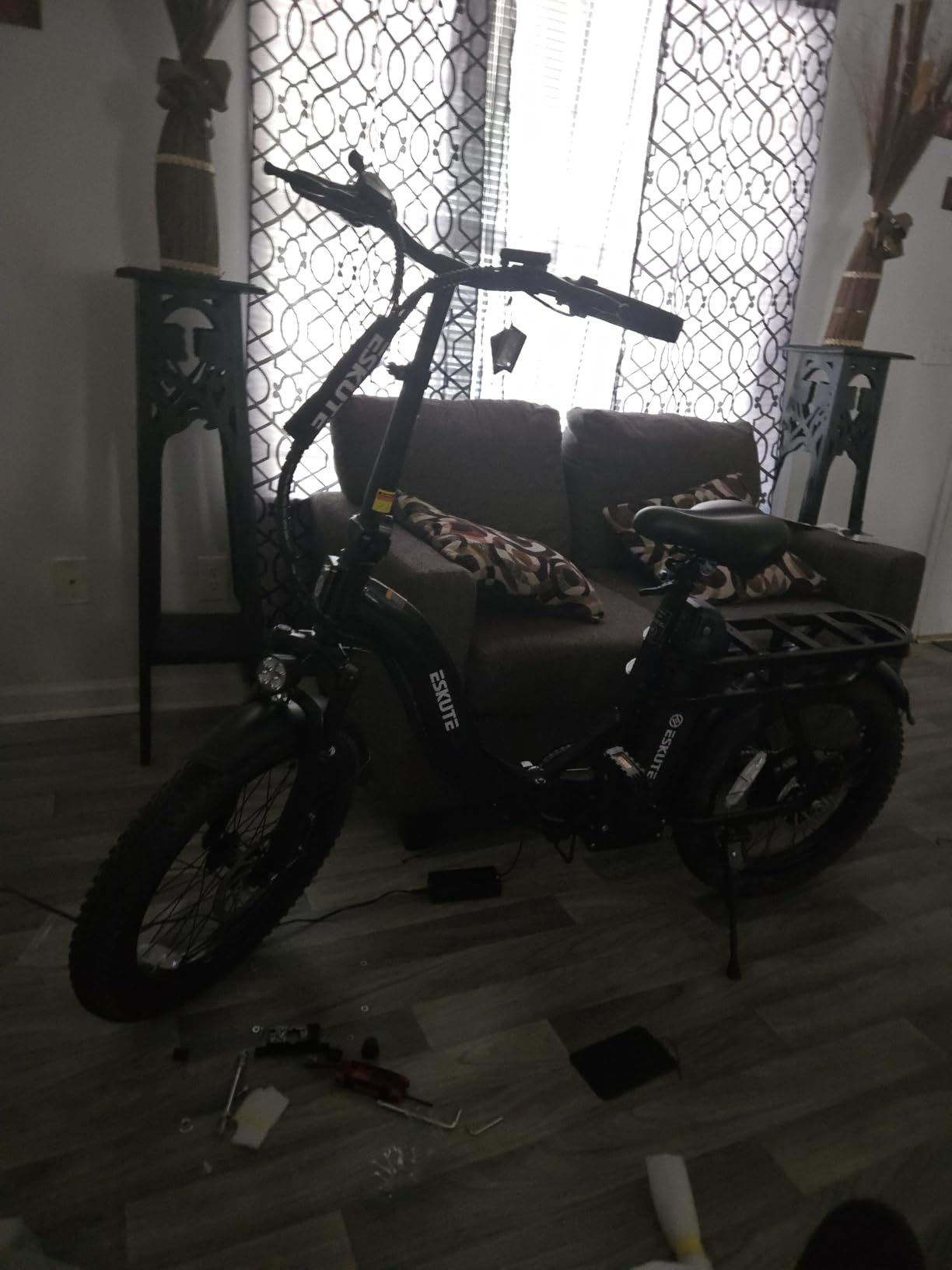 ESKUTE Electric Bike for Adults - 1200W Peak Motor, Folding 20x3 Fat Tire E-Bike, 48V 13Ah Battery, Step-Through Cargo Fold Ebike, NFC Unlock, 20+ MPH, 7-Speed, Up to 55 Miles customer photo 2