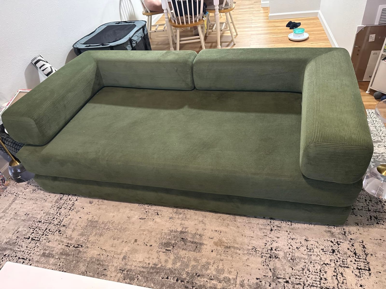 HANXIN 78'' Futon Sleeper Sofa Bed, Boneless Couch for Living Room, Beige customer photo 2