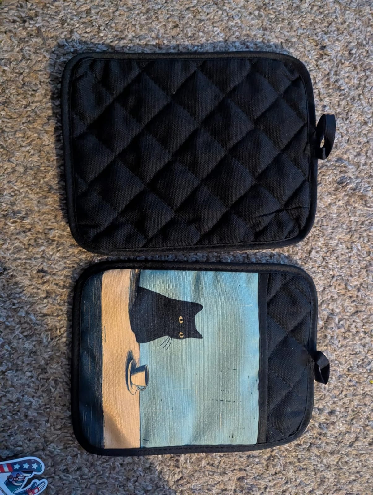 Japanese Sushi Ramen Black Cat Pot Holders with Pockets, Cat Kitchen Decor, Vintage Japanese Kitten Oven Pot Holders Heat Resistant Oven Mitts Hot Pads for Kitchen Baking Cooking, Set of 2 customer photo 2