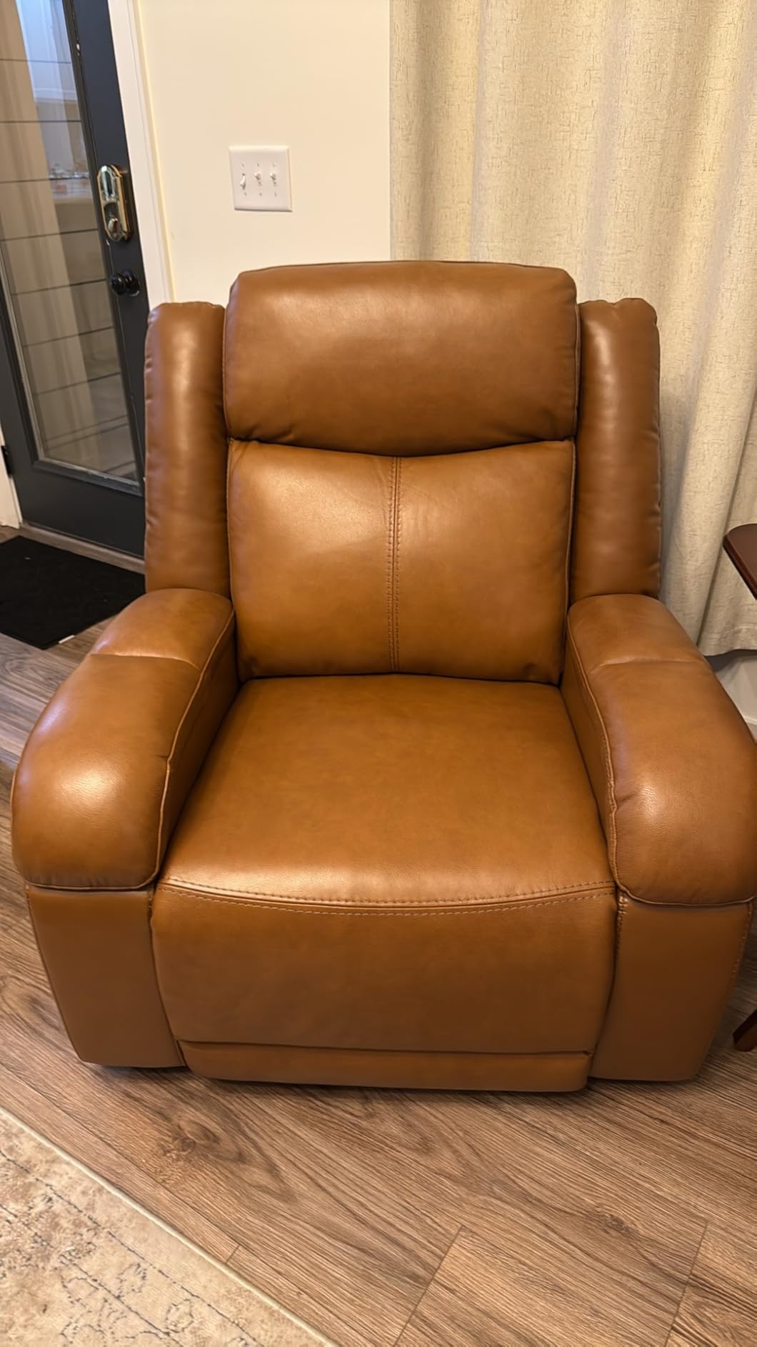 Watson & Whitely Oversized Genuine Leather Power Recliner Chair, Navy Blue customer photo 1