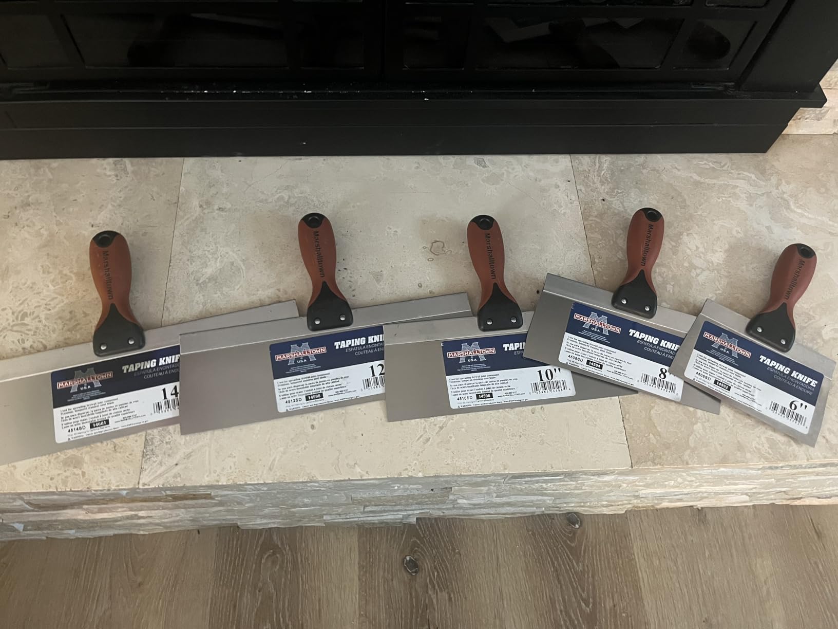 MARSHALLTOWN Drywall Taping Knife Set, 5 Piece, Mud Knife Tool Kit | Five Taping Knives, 6, 8, 10, 12, 14 Inch, Tempered Stainless Blades, Aluminum Backing, DuraSoft Handles, DTKTP2 customer photo 2