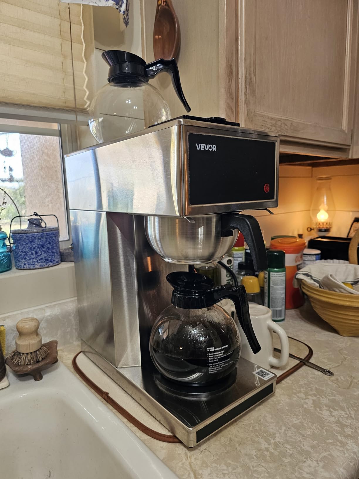 VEVOR Commercial Drip Coffee Maker 12 Cups Coffee Machine with 2 Glass Carafes and 2 Decanter Warmer Plates, Stainless Steel customer photo 1