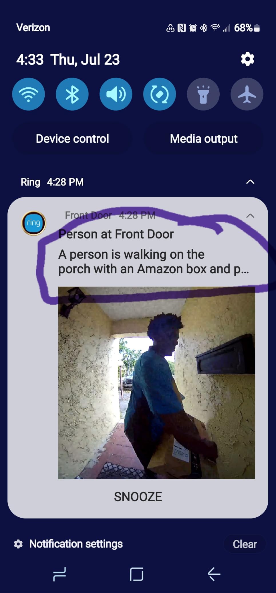 Ring Battery Doorbell 2K (newest model), Retinal 2K with wide-angle video, up to 6x Enhanced Zoom, Two-Way Talk, and Built-In Battery, Speckled White customer photo 2