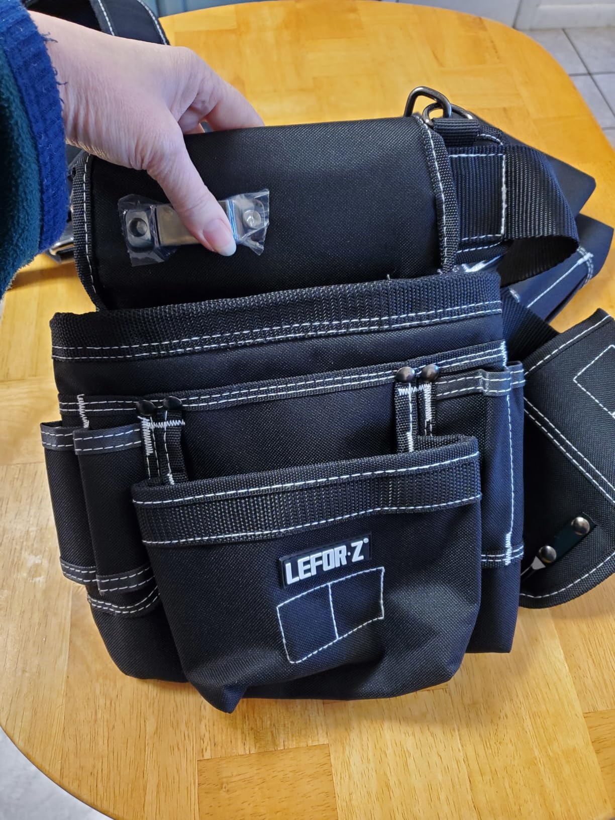 Tool Belt with Suspenders,27-Pockets Heavy Duty Tool Belts for Men with Magnetic Tool Pouch,Detachable & Adjustable Work Belt Bag for Electrician,Carpenter,Construction,Utility Toolbelt,Black customer photo 2