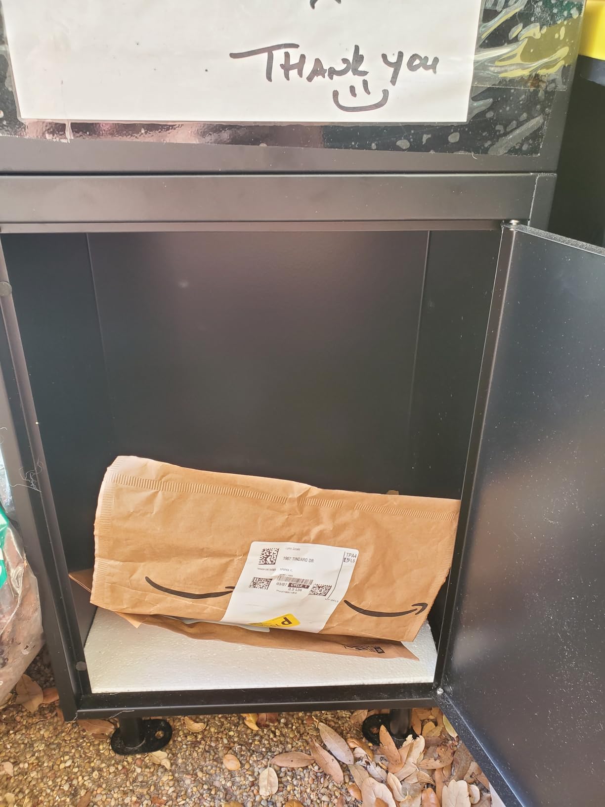 Parcel Drop Boxes for Outside, Extra Large Package Delivery Boxes with Secure Storage, Anti-Theft Galvanized Steel,Waterproof Package Delivery Box for Outdoor Porch with Password Lock (Black) customer photo 1