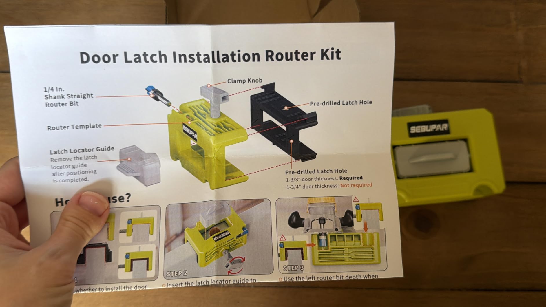 Door Latch Mortise Template Kit, 5-Second Installation, Fits 1-3/8