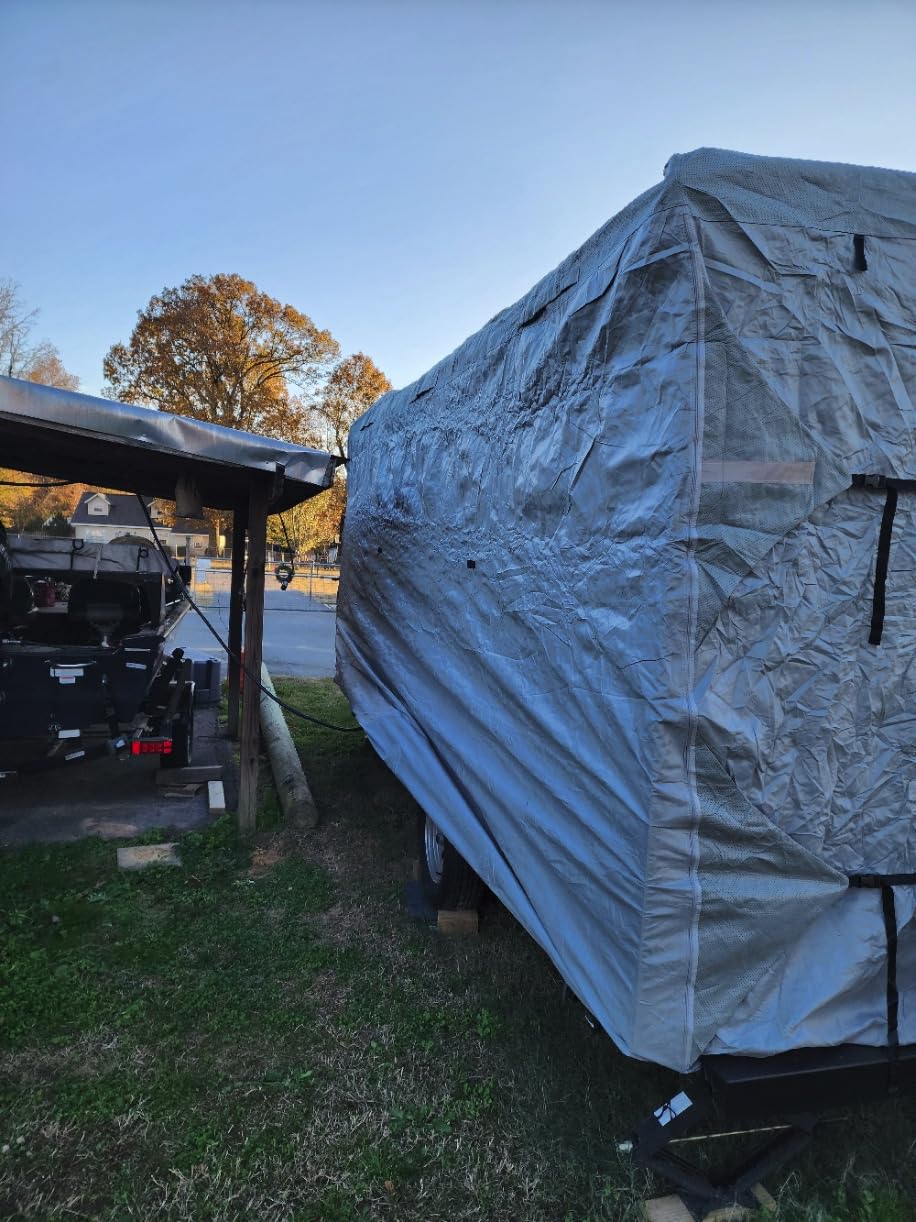 VINPATIO RV Cover 20-22ft: 9 Layers Heavy Duty RV & Trailer Cover, Travel Trailer Cover, Camper Cover, Toy Hauler Cover with Extra Windproof Straps, Tongue Jack Cover, Gutter Covers customer photo 1