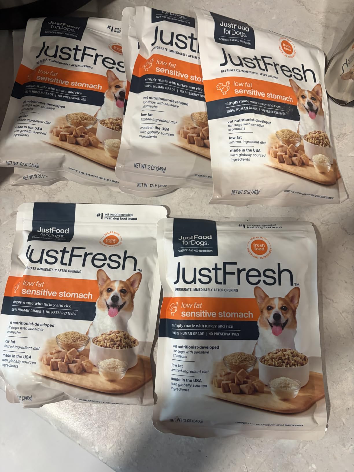 JustFoodForDogs JustFresh Fresh Sensitive Stomach Dog Food Pouches - 7 Pack (Human-Grade Turkey & Rice) customer photo 1