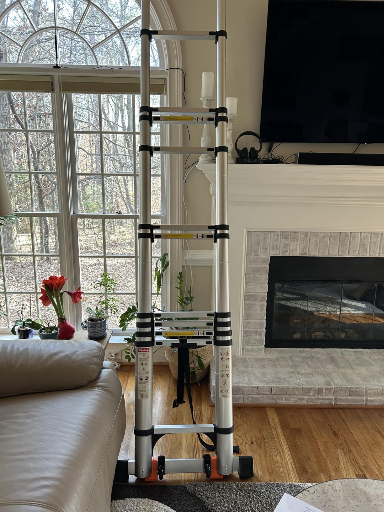 Telescoping Ladder with Hooks, 300 lbs Capacity, 12.5FT, Black customer photo 2
